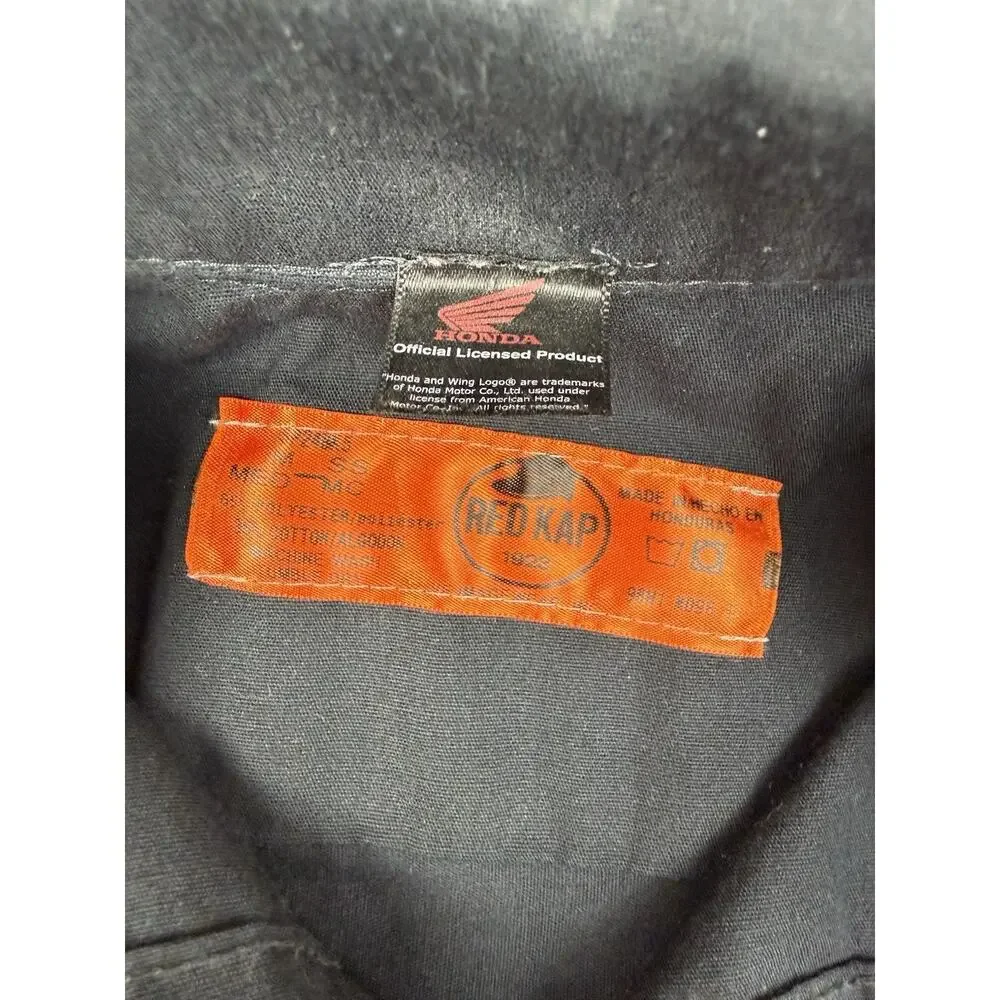 Red Kap Honda Licensed Work Shirt Mens Medium Black Mechanic Button Front